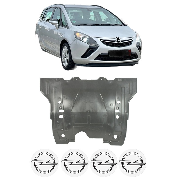 Scut motor OPEL ZAFIRA TOURER C VAN (P12) din 2012-2013, protectie auto, plastic, 4x Stickere auto cu OPEL
