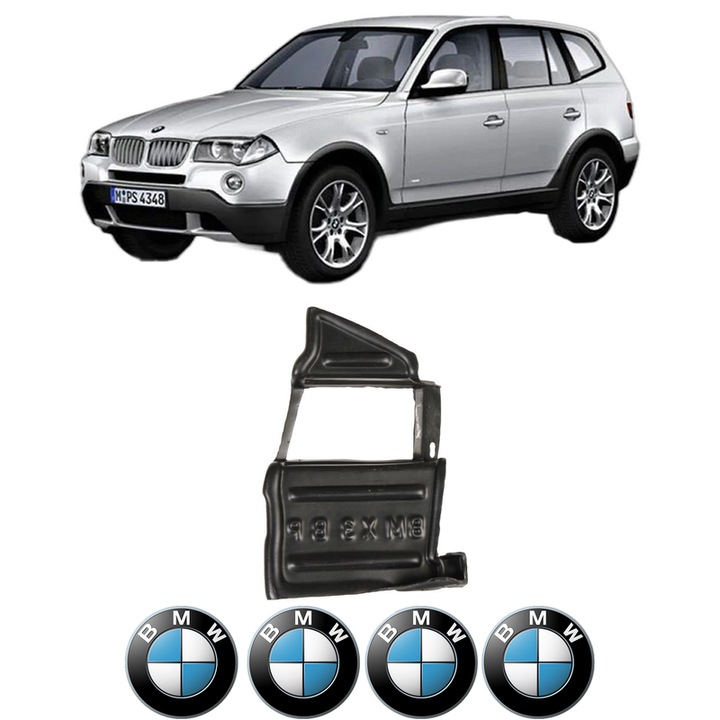 Scut motor BMW Seria X3 (E83) din 2003-2011, protectie auto, plastic, 4x Stickere auto cu BMW