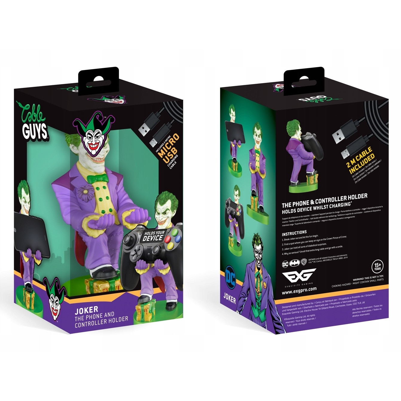 Suport pentru gamepad/smartphone Cable Guys, The Joker, 21cm - eMAG.ro