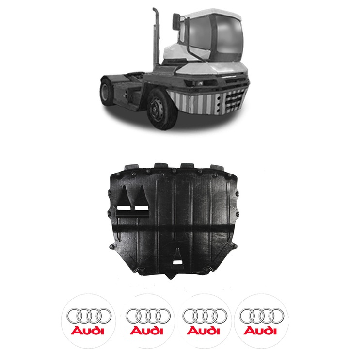 Scut motor AUDI TT din 1998-2014, protectie auto, plastic, 4x Stickere auto cu AUDI