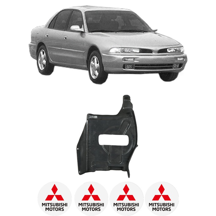 Scut motor MITSUBISHI GALANT VIII (EA_) din 2008-2010, protectie auto, plastic, 4x Stickere auto cu MITSUBISHI