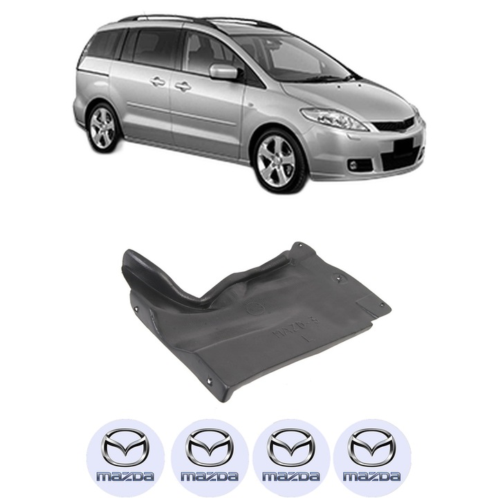 Scut motor MAZDA 5 (CR) din 2004-2010, protectie auto, plastic, 4x Stickere auto cu MAZDA