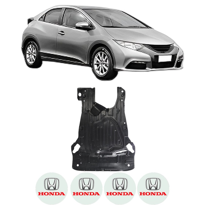 Scut motor HONDA CIVIC IX (FK) din 2006-2013, protectie auto, plastic, 4x Stickere auto cu HONDA