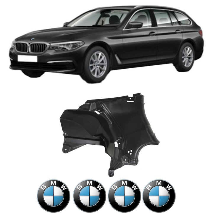 Scut motor BMW Seria 5 Touring (G31) din 2017-2020, protectie auto, plastic, 4x Stickere auto cu BMW
