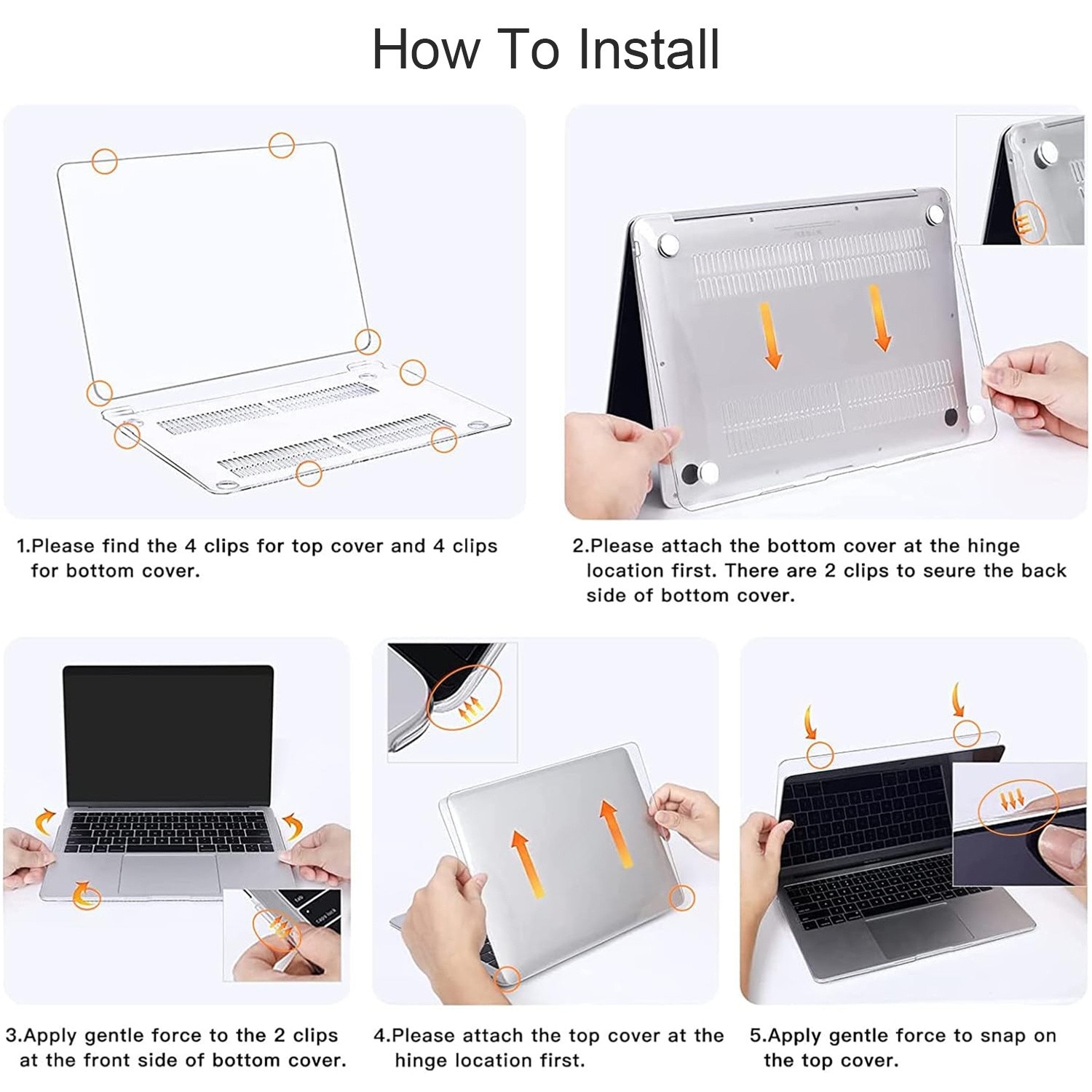 Husa laptop, 14 inch, transparent, set cu capac tastatura si folie protectie ecran, compatibila cu MacBook Pro M4/M3/M2/M1