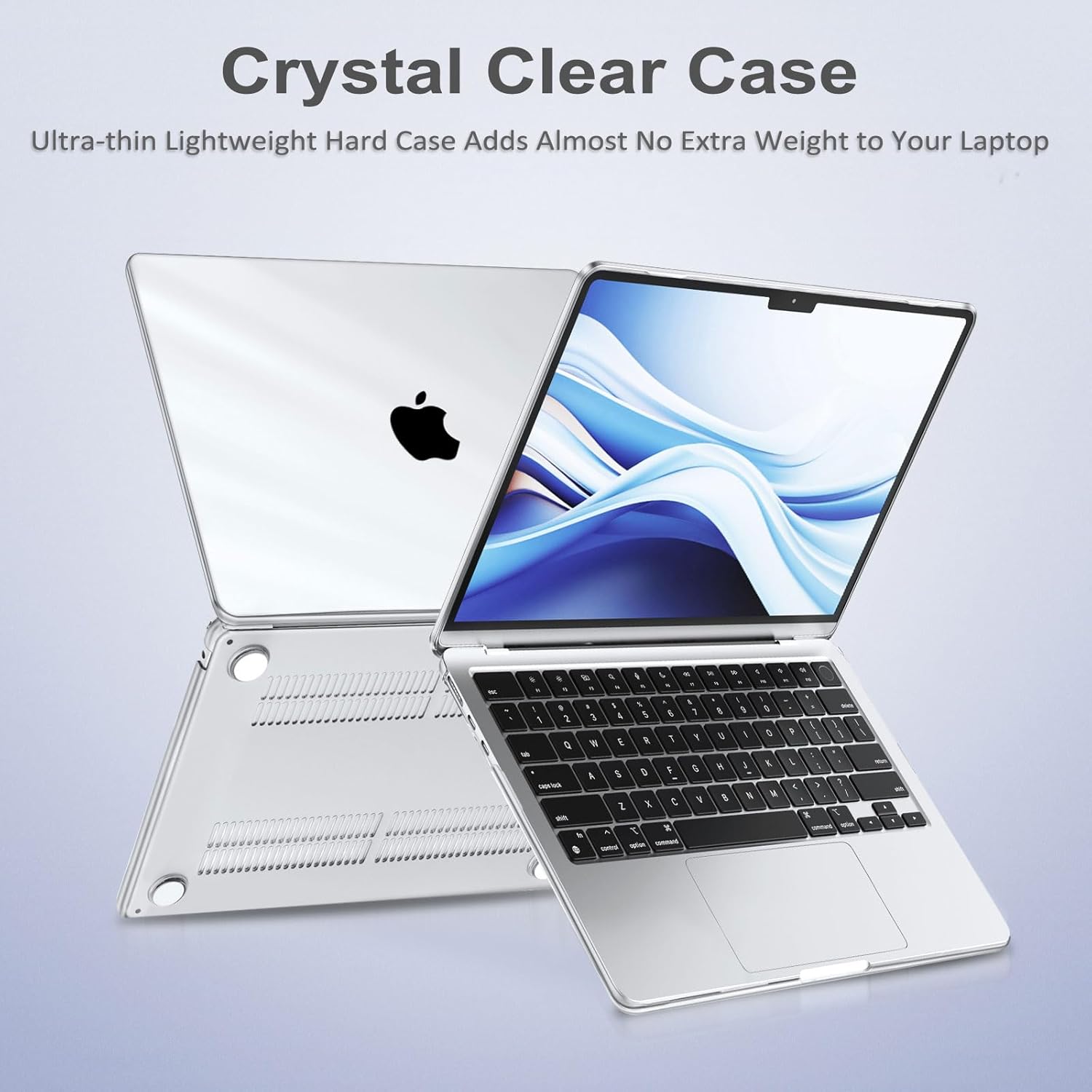 Carcasa transparenta laptop, pentru MacBook Air 13 inch, set cu protectie pentru ecran si capac pentru tastatura, dimensiuni 12x8.5x0.46 inch