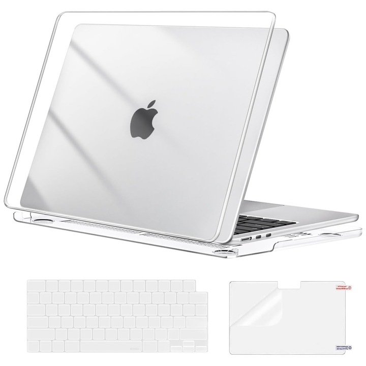 Прозрачен калъф за лаптоп, за MacBook Air 13 инча, комплект със защита за екран и капак за клавиатура, размери 12x8.5x0.46 инча