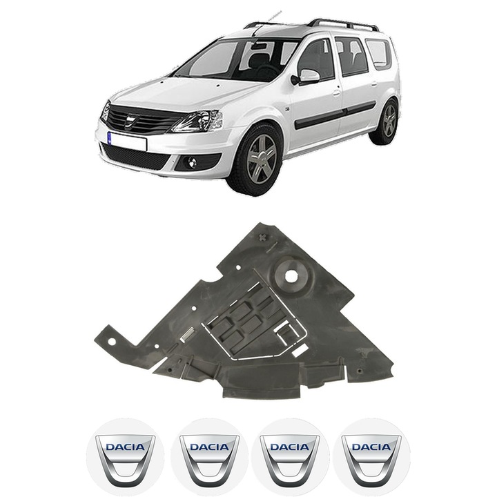 Scut motor DACIA LOGAN MCV II din 2013-2019, protectie auto, plastic, 4x Stickere auto cu DACIA