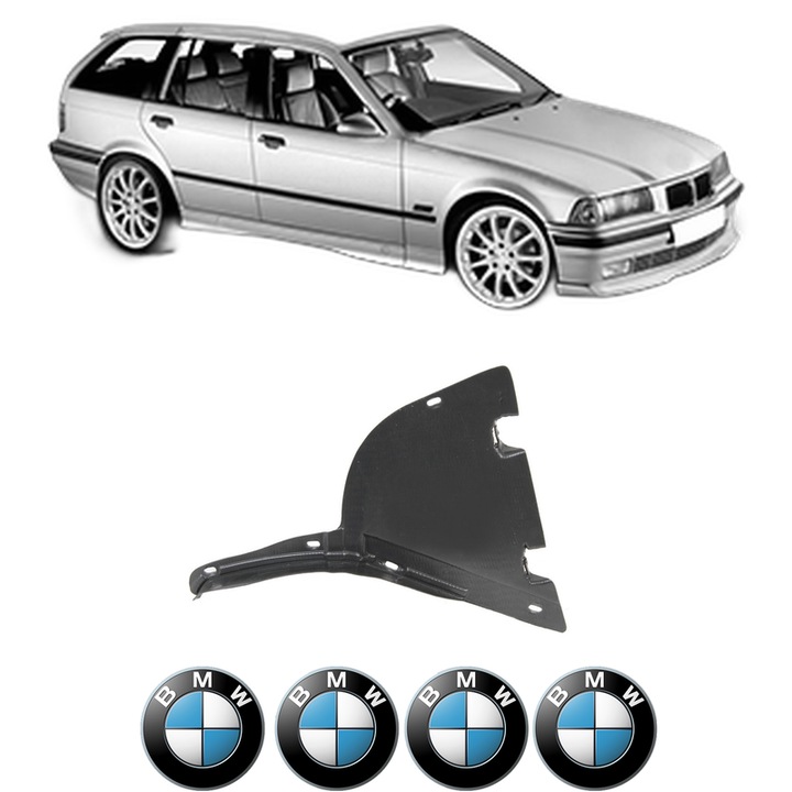 Scut bara BMW Seria 3 Touring (E36) din 1995-1999, protectie auto, plastic, 4x Stickere auto cu BMW