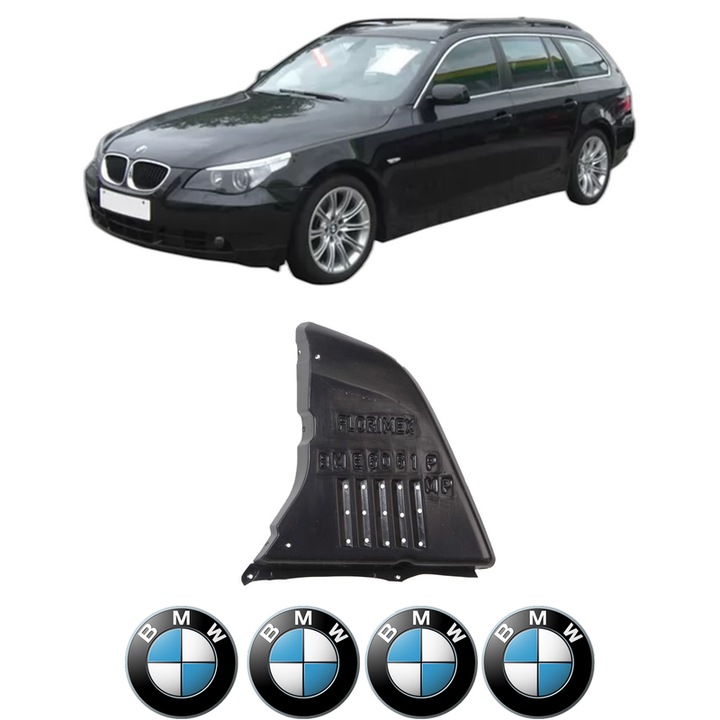 Scut bara BMW Seria 5 Touring (E61) din 1999-2006, protectie auto, plastic, 4x Stickere auto cu BMW