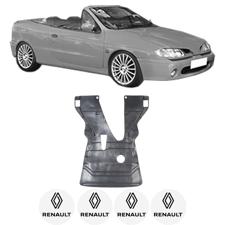 Scut motor RENAULT MEGANE I Cabriolet (EA0/1_) din 1996-2003, protectie auto, plastic, 4x Stickere auto cu RENAULT