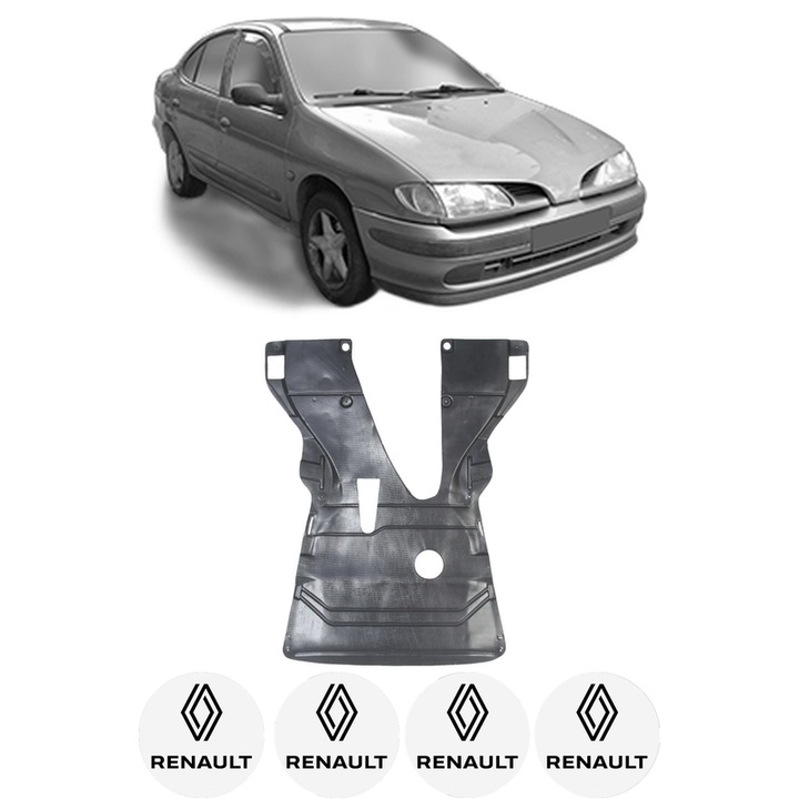 Scut motor RENAULT MEGANE I Hatchback Van (SA0/1_) din 1995-2000, protectie auto, plastic, 4x Stickere auto cu RENAULT