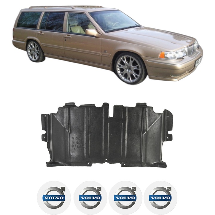 Scut motor VOLVO V90 I Estate (965) din 1996-1998, protectie auto, plastic, 4x Stickere auto cu VOLVO