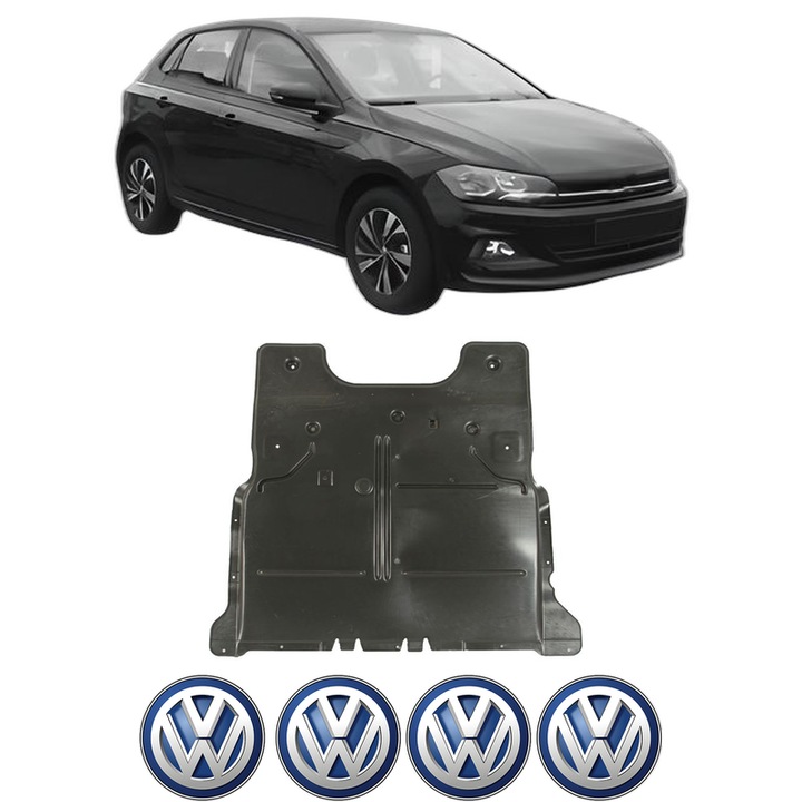 Scut motor Volkswagen POLO VI (AW1, BZ1, AE1) din 2017-2021, protectie auto, plastic, 4x Stickere auto cu Volkswagen