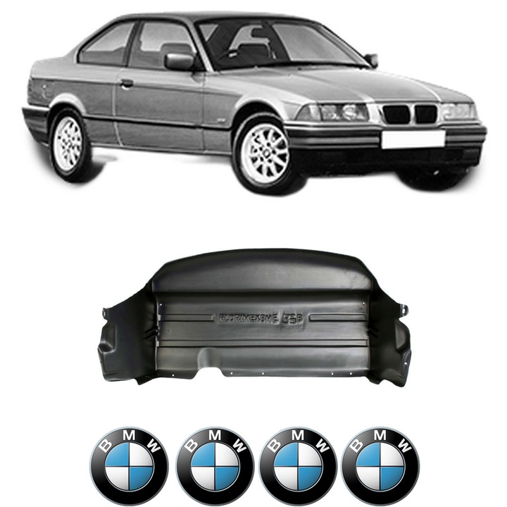 Scut motor BMW Seria 3 (E36) din 1990-1998, protectie auto, plastic, 4x Stickere auto cu BMW
