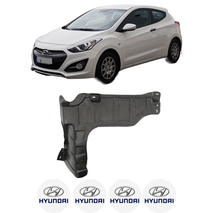 Scut motor HYUNDAI i30 Coupe din 2013-2017, protectie auto, plastic, 4x Stickere auto cu HYUNDAI
