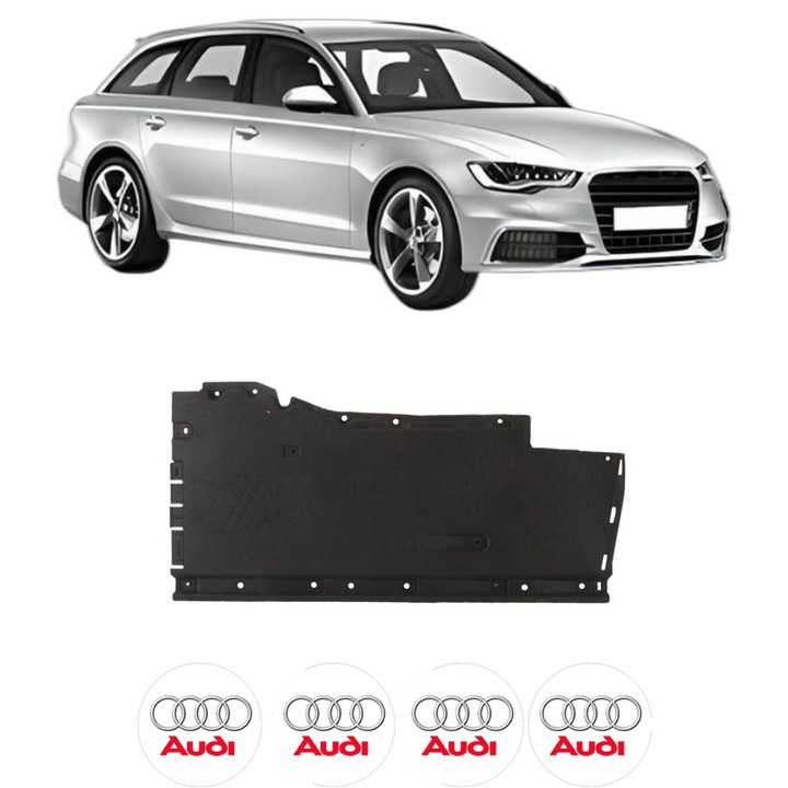 Scut motor AUDI A6 C7 Avant (4G5, 4GD) din 2011-2018, protectie auto, plastic, 4x Stickere auto cu AUDI