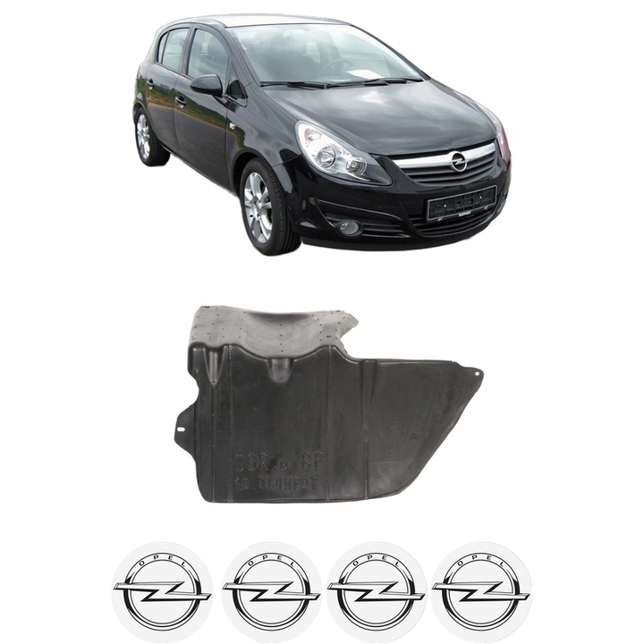 Scut motor OPEL CORSA D (S07) din 2006-2014, protectie auto, plastic, 4x Stickere auto cu OPEL