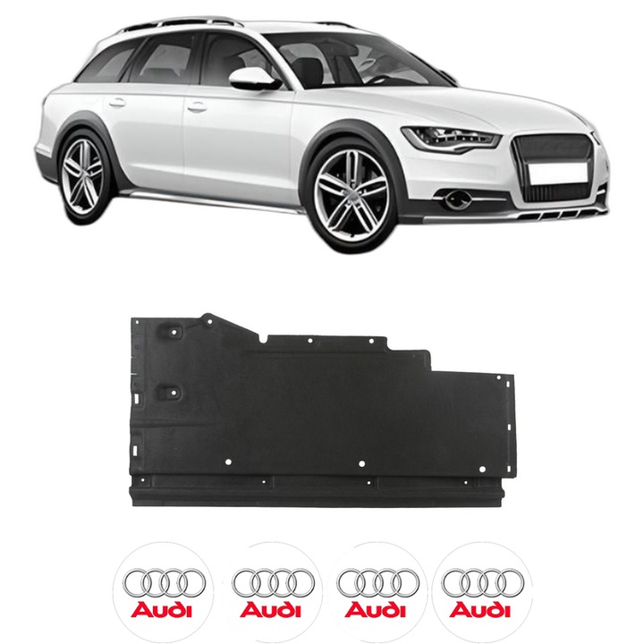 Scut motor AUDI A4 Allroad B8 (8KH) din 2009-2016, protectie auto, plastic, 4x Stickere auto cu AUDI