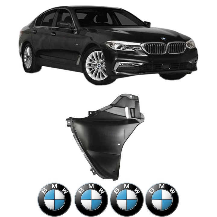 Scut bara BMW Seria 5 (G30, F90) din 2016-2023, protectie auto, plastic, 4x Stickere auto cu BMW