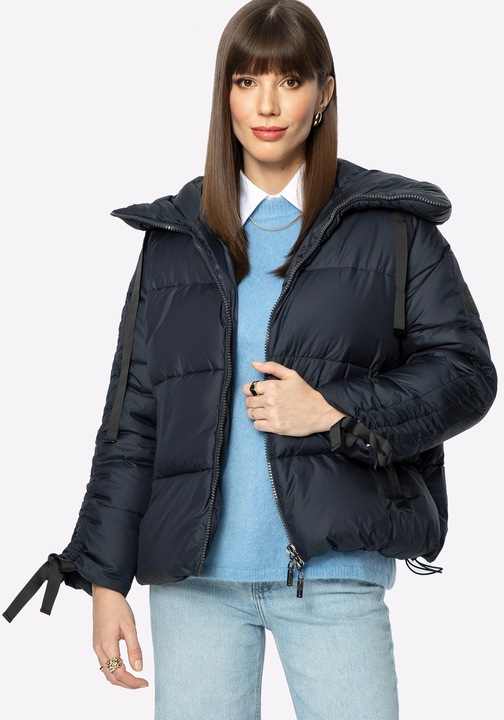 Jacheta matlasata Wittchen, supradimensionata, bleumarin, poliester