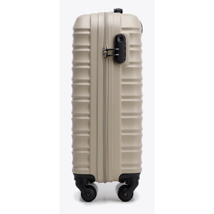 Troler WITTCHEN, model GROOVE Line, ABS, 360° roti, 2 compartimente, bej, dimensiuni aproximative.