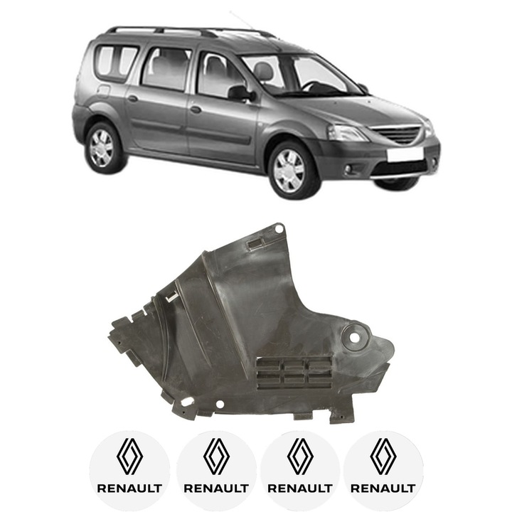 Scut motor RENAULT LOGAN I Estate (KS_) din 2007-2015, protectie auto, plastic, 4x Stickere auto cu RENAULT