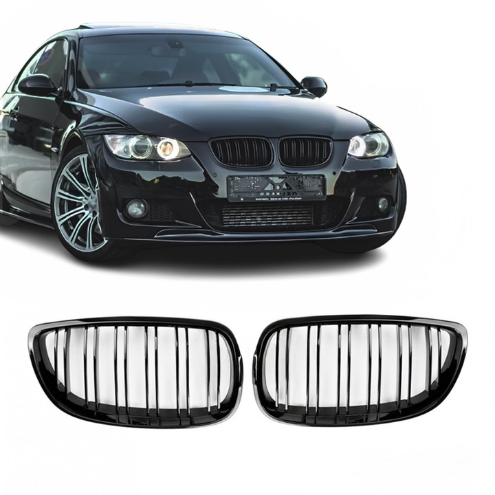 BMW 3-as sorozat E92 E93 dupla vese rács, 2006-2010 - Fényes fekete