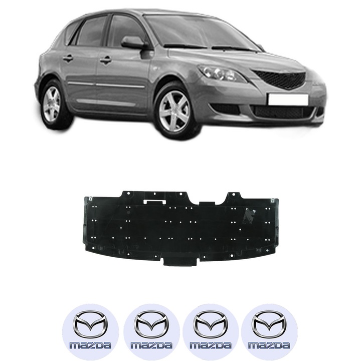 Scut bara MAZDA 3 (BK) din 2019, protectie auto, plastic, 4x Stickere auto cu MAZDA
