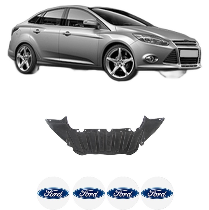Scut bara FORD FOCUS III Saloon din 2010-2020, protectie auto, plastic, 4x Stickere auto cu FORD