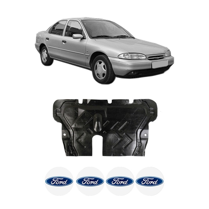 Scut motor FORD MONDEO I Saloon (GBP) din 1993-1996, protectie auto, plastic, 4x Stickere auto cu FORD