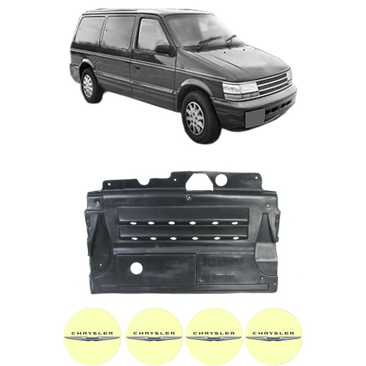 Scut motor CHRYSLER VOYAGER / GRAND VOYAGER din 1999-2011, protectie auto, plastic, 4x Stickere auto cu CHRYSLER