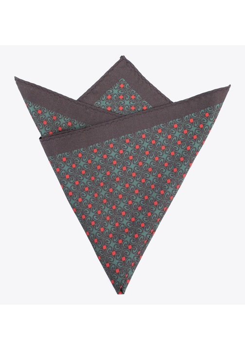 Poszeta din matase, WITTCHEN, model cu pattern, 100% matase, 30x30cm, culoare maro-verde