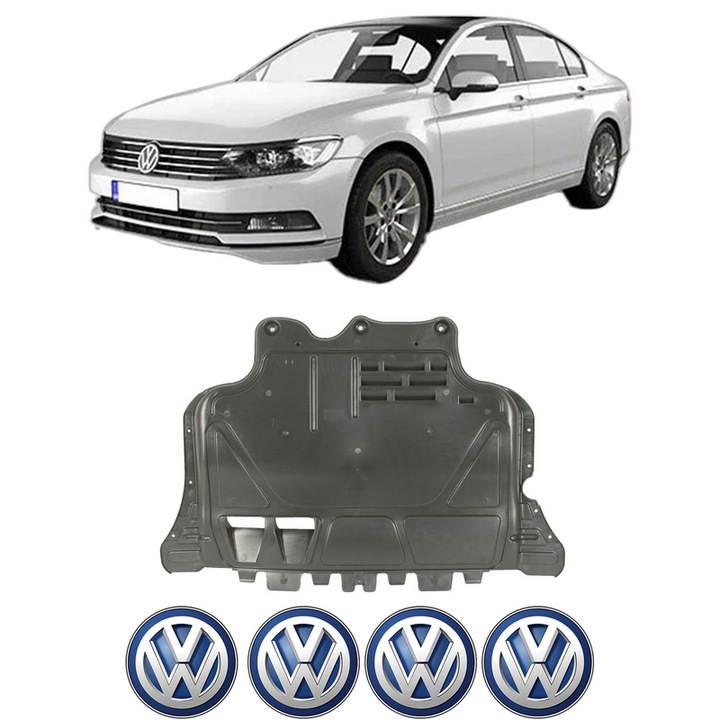 Scut motor Volkswagen PASSAT B8 (3G2, CB2) din 2014-2024, protectie auto, plastic, 4x Stickere auto cu Volkswagen