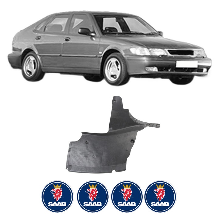 Scut bara SAAB 9-3 (YS3D) din 1998-2002, protectie auto, plastic, 4x Stickere auto cu SAAB