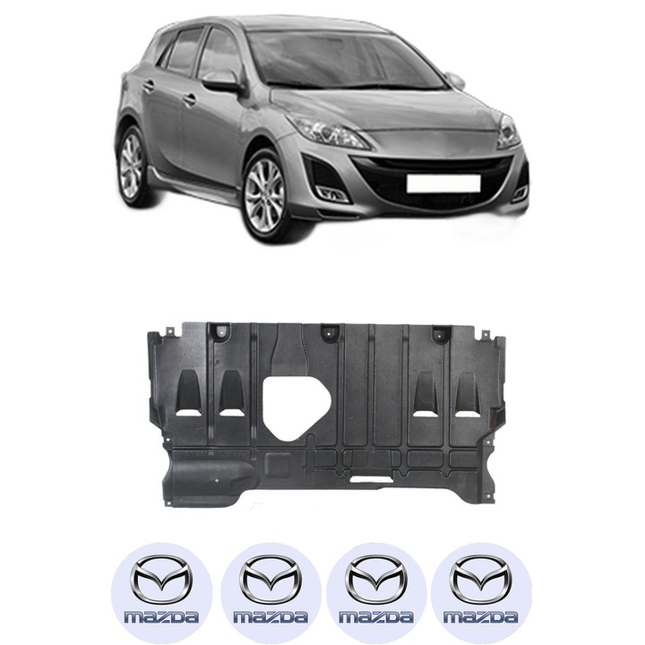 Scut motor MAZDA 3 (BL) din 2008-2014, protectie auto, plastic, 4x Stickere auto cu MAZDA