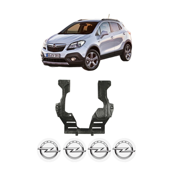 Scut motor OPEL MOKKA / MOKKA X (J13) din 2012-2019, protectie auto, plastic, 4x Stickere auto cu OPEL