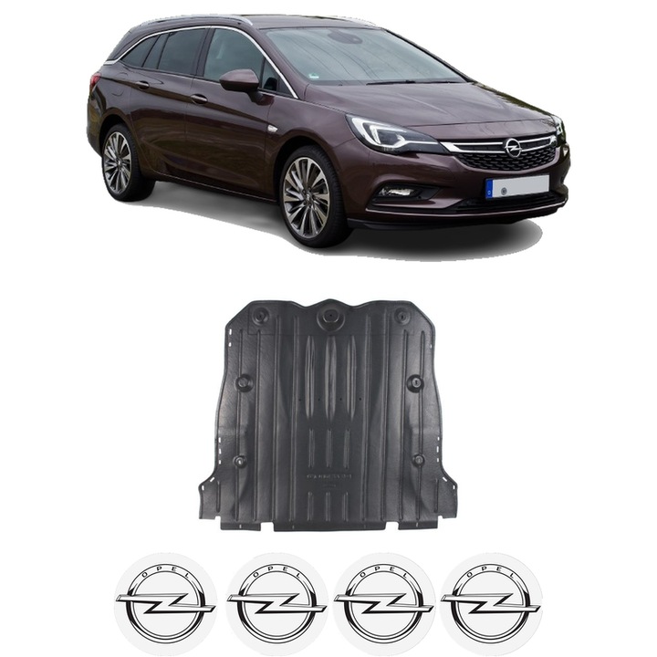 Scut motor OPEL ASTRA K Estate Van din 2018-2019, protectie auto, plastic, 4x Stickere auto cu OPEL