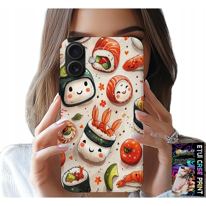 Telefontok, World Case, iPhone 16 Plus, szusi nyomtatás, szilikon