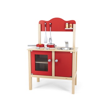 Bucatarie rosie din lemn cu accesorii Bucatarie rosie din lemn cu accesorii