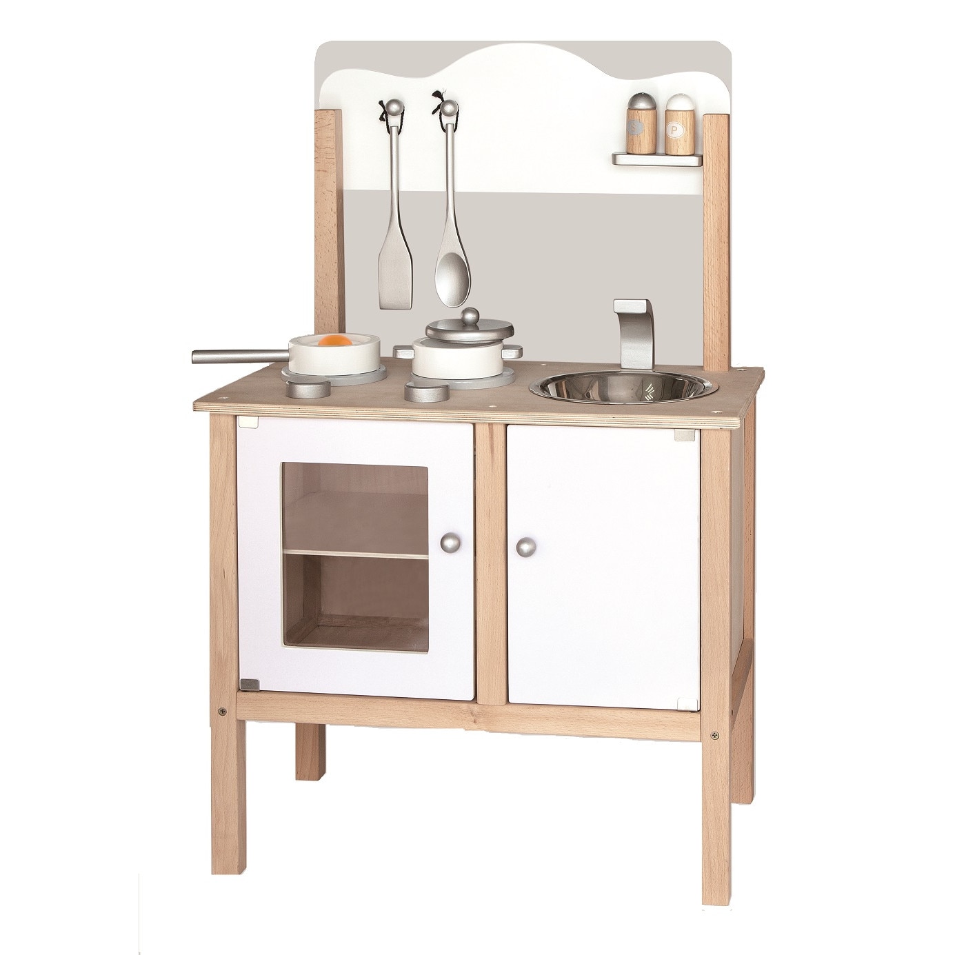 Bucatarie alba din lemn, cu accesorii