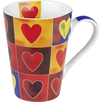 Cana portelan (420 ml) Inimioare si culori Cana portelan (420 ml) Inimioare si culori