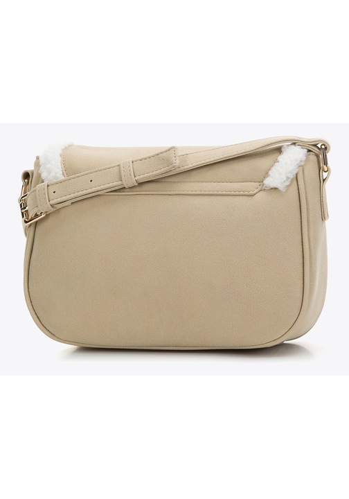 Дамска чанта WITTCHEN, пощальонска, екологична, сиво-бежова, с изкуствена кожа, 3 отделения