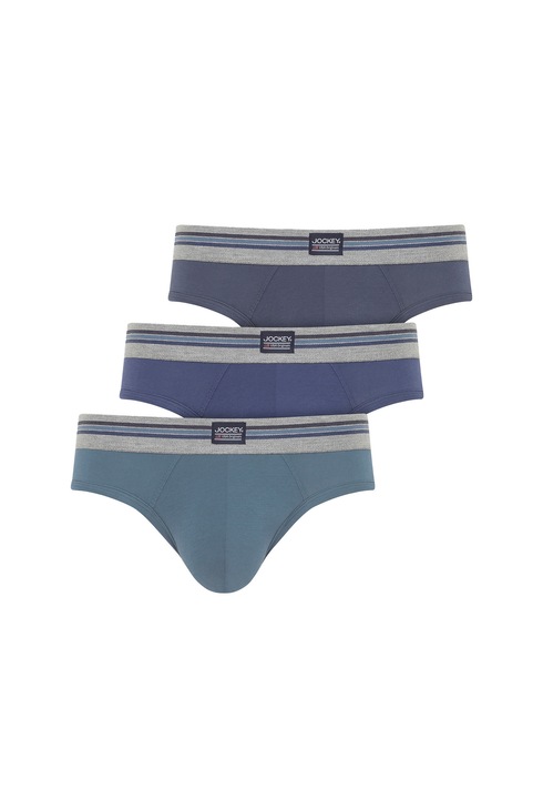 Jockey Jockey, Set de chiloti din bumbac cu banda logo in talie - 3 perechi, Albastru