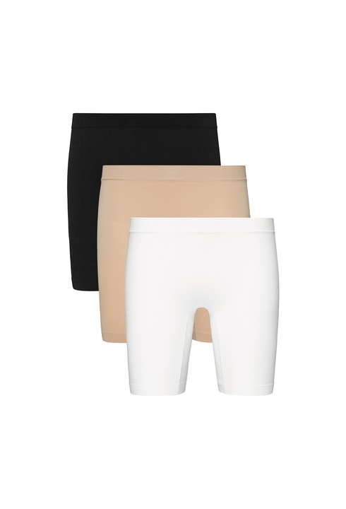 Jockey, Set de colanti scurti pentru ciclism Skimmies - 3 piese, Alb/Negru/Bej