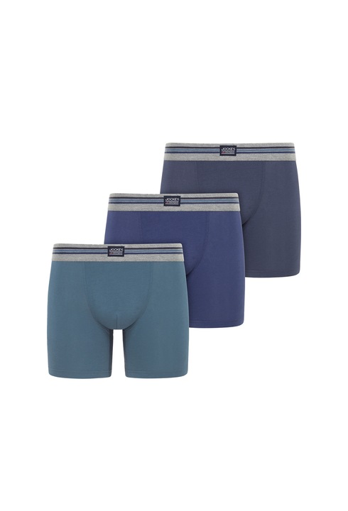 Jockey, Set de boxeri cu banda logo in talie - 3 perechi, Albastru