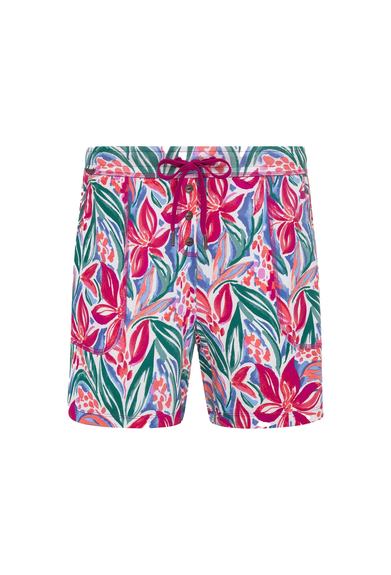 Jockey, Pantaloni scurti relaxed fit din amestec de modal cu snur de ajustare, Verde, Roz, Albastru, S