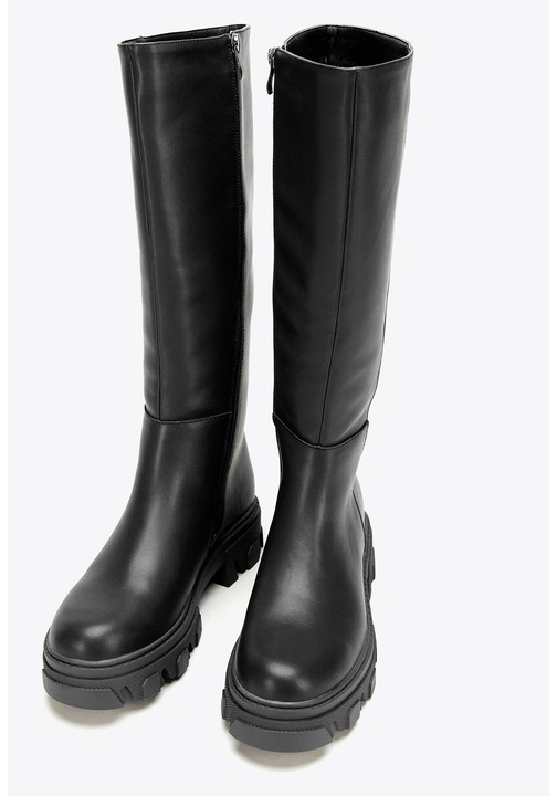 Ghete dama, Wittchen, piele naturala, talpa groasa, fermoar, negre