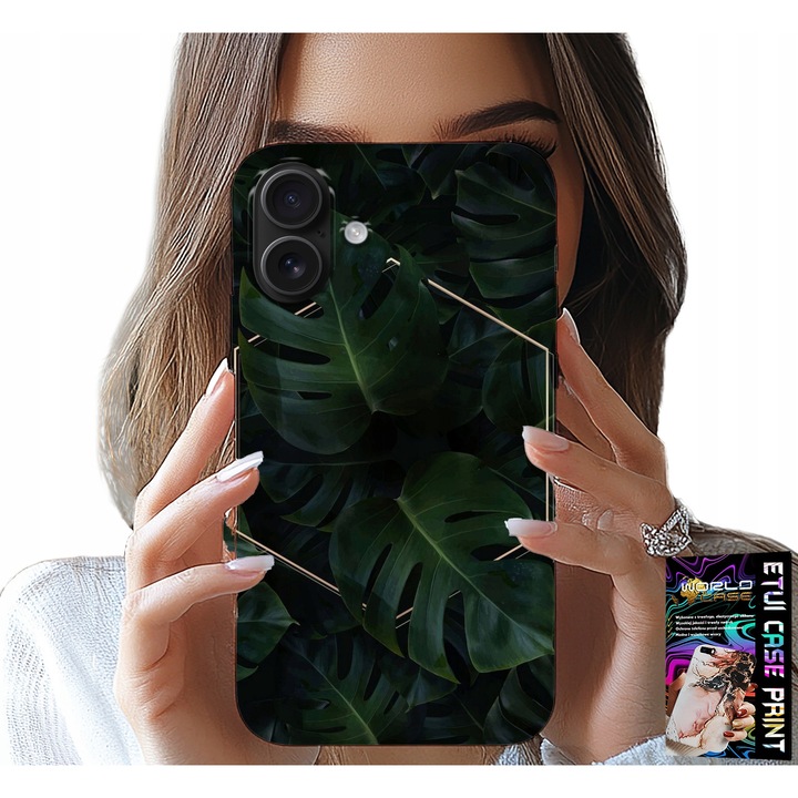 iPhone 16 tok, World Case, levélmintás, szilikon, többszínű