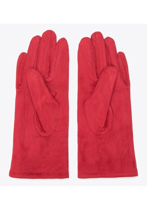 Manusi de dama cu garnitura decorativa si funda, poliester rosu, marimea M/L (rosii)